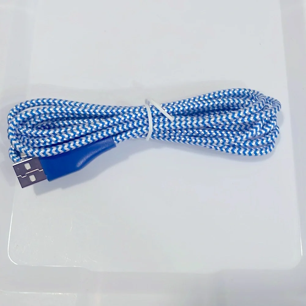 Blue -White Braided USB-C Cable Durable Tangle-Free Design